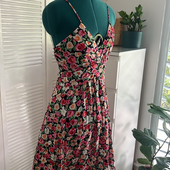 Sezane Floral Pink and Black Women's Dress - Picture 3 of 4